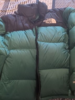 The North Face Green and Black Puffy Down Jacket